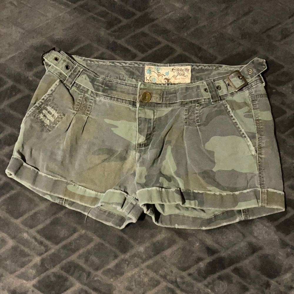 Y2K Celebraty Pink Camo Denim Shorts